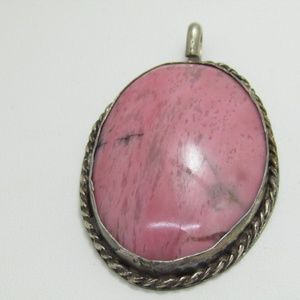 Vintage Southwestern Silver Rhodochrosite Pendant